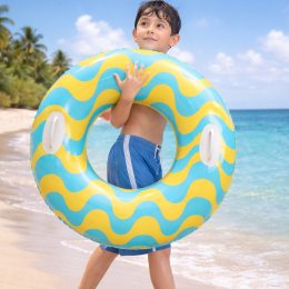 Надувне коло Intex 59256 Хвилі 91 см з ручками вініл 0.25 мм до 80 кг для басейну моря, Блакитний (AT)