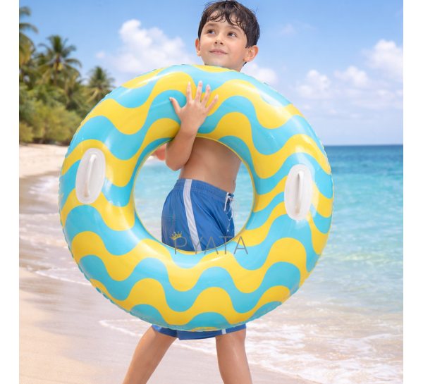 Надувне коло Intex 59256 Хвилі 91 см з ручками вініл 0.25 мм до 80 кг для басейну моря, Блакитний (AT)