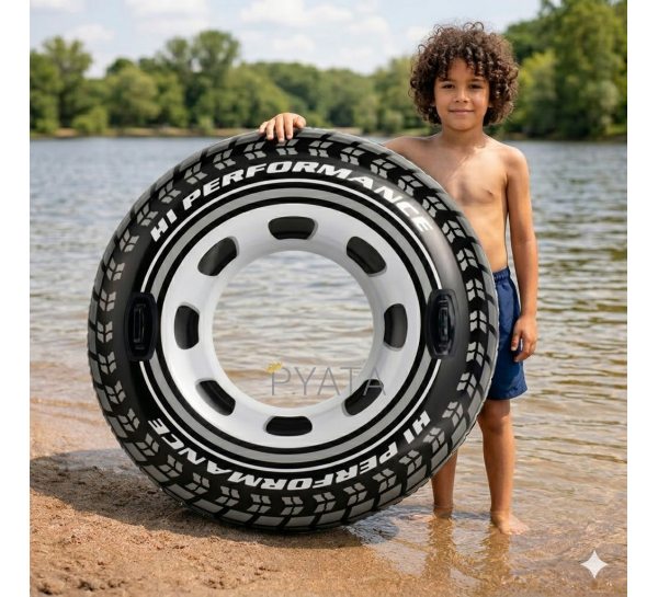 Надувне коло Intex 56268 покришка 114 см з ручками, міцний вініл 0,25 мм, до 100 кг, 9+ (AT)