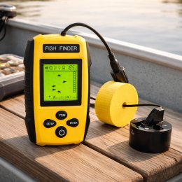 Ехолот Fish Finder портативний провідний для риболовлі, глибина до 100 м, LCD дисплей, датчик 7.62 м