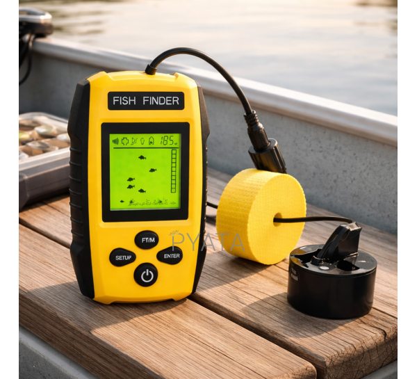 Ехолот Fish Finder портативний провідний для риболовлі, глибина до 100 м, LCD дисплей, датчик 7.62 м