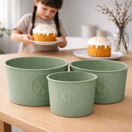 Набір силіконових форм для пасок з рельєфним написом «ХВ», 3 шт, Фісташковий