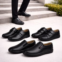 Дитячі туфлі Kangfu для хлопчика 3 пари (випадкова модель) набір класичні чорні шкільні, повсякденні 36 р