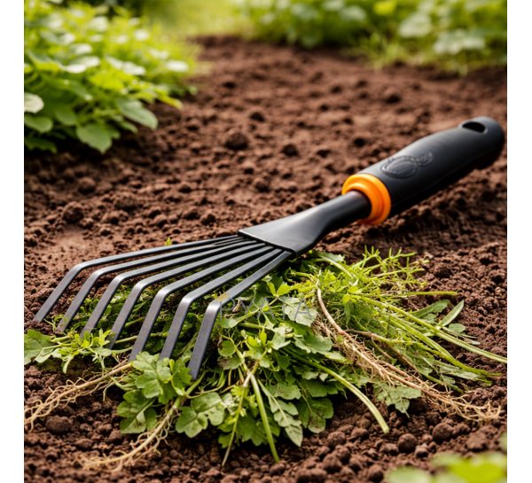 Садовые металлические грабли 35,5 см с резиновой ручкой ручные грабли для клумбы огорода рыхление грунта (YAB)
