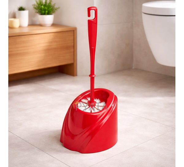 Щетка для унитаза с подставкой Волна, современный дизайн, пластиковая, Красный (DRK)