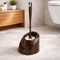 Щітка для унітазу з підставкою Хвиля, сучасний дизайн, пластикова, Коричневий (DRK)