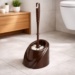 Щетка для унитаза с подставкой Волна, современный дизайн, пластиковая, Коричневый (DRK)