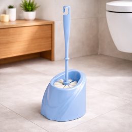 Щетка для унитаза с подставкой Волна, современный дизайн, пластиковая, Голубой (DRK)