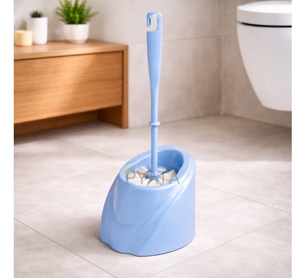 Щетка для унитаза с подставкой Волна, современный дизайн, пластиковая, Голубой (DRK)