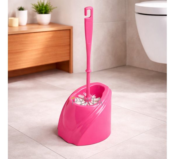 Щетка для унитаза с подставкой Волна, современный дизайн, пластиковая, Розовый (DRK)