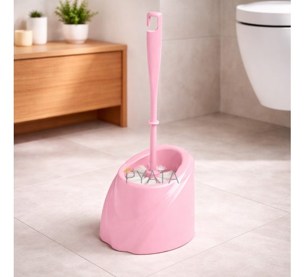 Щетка для унитаза с подставкой Волна, современный дизайн, пластиковая, Светло-розовый (DRK)