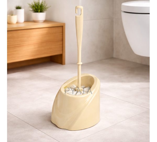 Щетка для унитаза с подставкой Волна, современный дизайн, пластиковая, Бежевый (DRK)