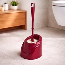 Щетка для унитаза с подставкой Волна, современный дизайн, пластиковая, Винный (DRK)