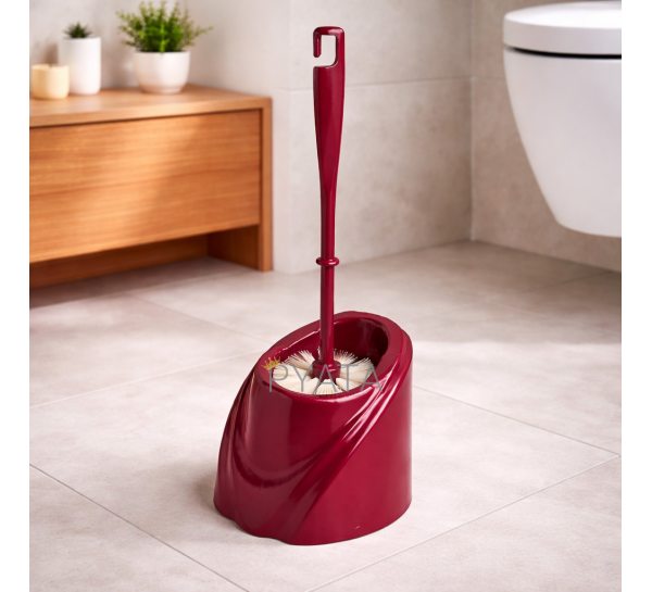 Щетка для унитаза с подставкой Волна, современный дизайн, пластиковая, Винный (DRK)