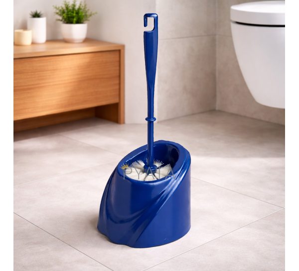 Щетка для унитаза с подставкой Волна, современный дизайн, пластиковая, Темно-синий (DRK)