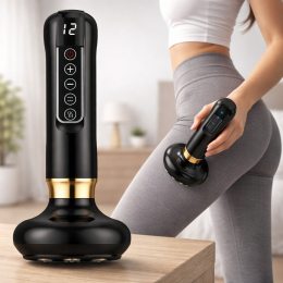 Массажер вакуумный антицеллюлитный для тела с USB зарядкой 6 уровней интенсивности портативный, Черный (219)