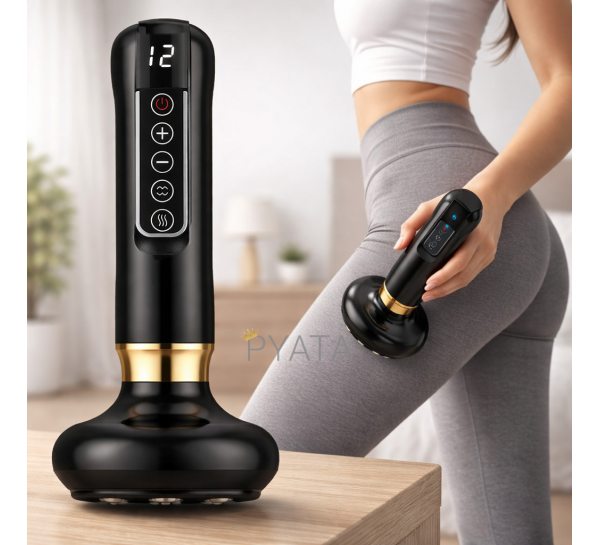 Массажер вакуумный антицеллюлитный для тела с USB зарядкой 6 уровней интенсивности портативный, Черный (219)