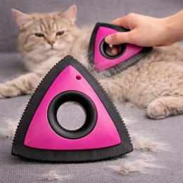 Устройство для удаления шерсти животных EL-2350 треугольный скребок для мебели одежды ковров, Розовый(237)