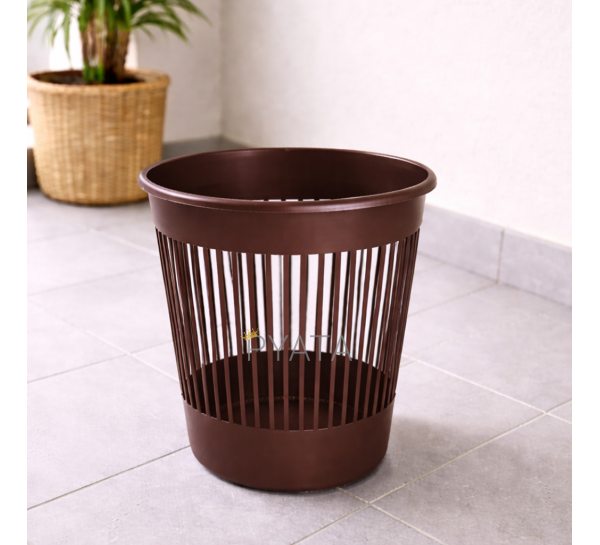 Кошик для паперу Алеана 12 л офісний пластиковий контейнер для сміття компактний, Коричневий (DRK)