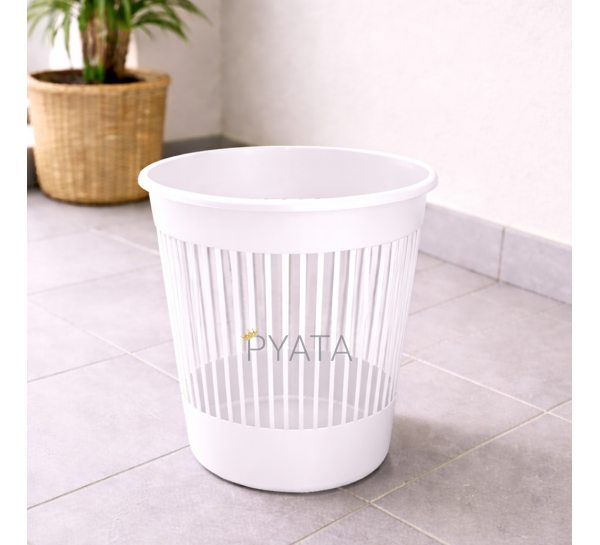 Кошик для паперу Алеана 12 л офісний пластиковий контейнер для сміття компактний, Білий (DRK)