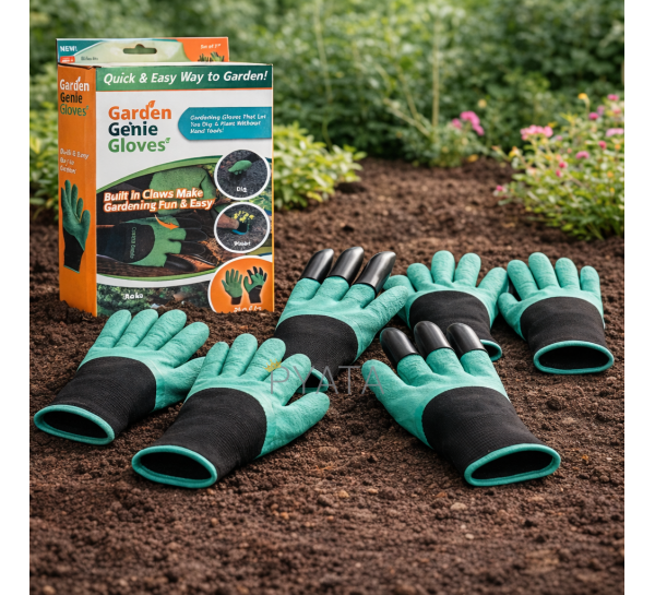 Набір садових рукавичок із пластиковими наконечниками Garden Gloves 3 шт Зелений