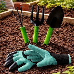 Садовий набір 2 в 1 інструменти 3 шт + рукавиці з кігтями Garden Gloves для посадки та догляду за рослинами