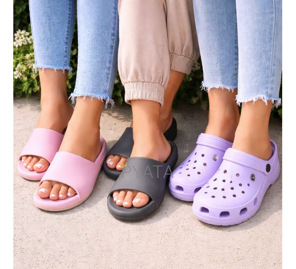 Набор женских тапочек кроксов/шлепанцев 3 пары (случайная модель) легкие летние для дома пляжа бассейна 38р.