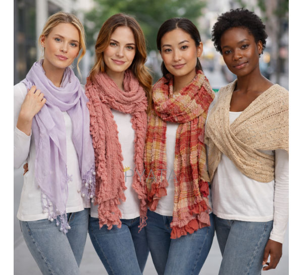 Жіночий набір легких повітряних весняних/осінніх шарфів 3 одиниці (випадкова модель)