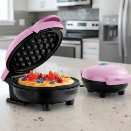 Міні вафельниця електрична Waffle Maker XL-287 рожева антипригарна компактна 350 Вт для дому (X05/2422)