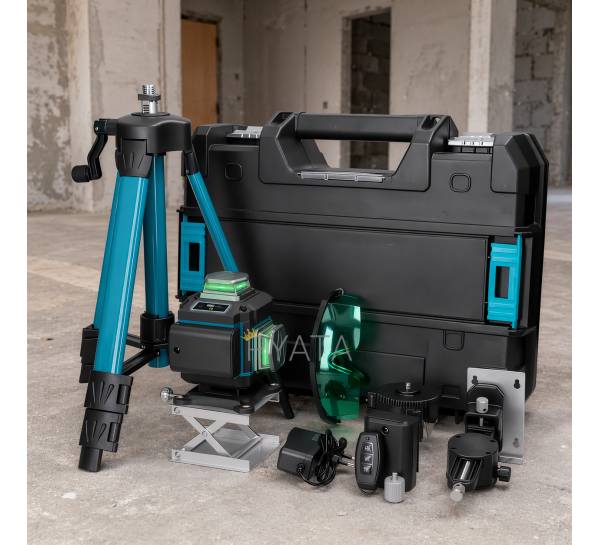 Професійний лазерний рівень нівелір з триногою в кейсі Jumpex синій 2369 (509)