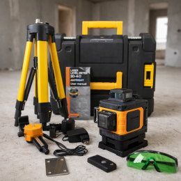 Професійний лазерний рівень нівелір з триногою в кейсі Jumpex 3085 Жовтий (509)