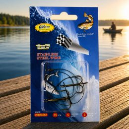 Повідець рибальський Cortest 35 см 2 потрійні гачки Size 2 Stainless Steel Wire 1x7, максимальна стійкість