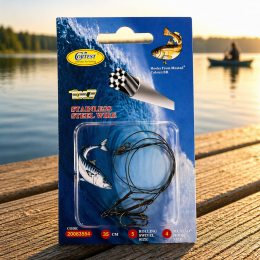 Повідець рибальський Cortest 35 см 2 потрійні гачки Size 4 Stainless Steel Wire 1x7, максимальна стійкість