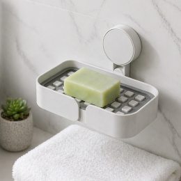 Самоклеюча настінна мильниця з дренажем для ванної 13.5×9×3.5 см (1142)