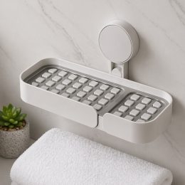 Самоклеюча настінна мильниця з дренажем для ванної 23 × 9.5 × 3.5 см (1142)