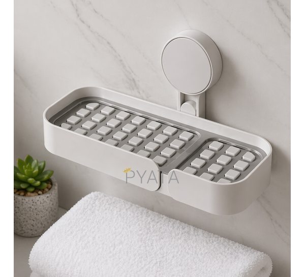 Самоклеюча настінна мильниця з дренажем для ванної 23 × 9.5 × 3.5 см (1142)