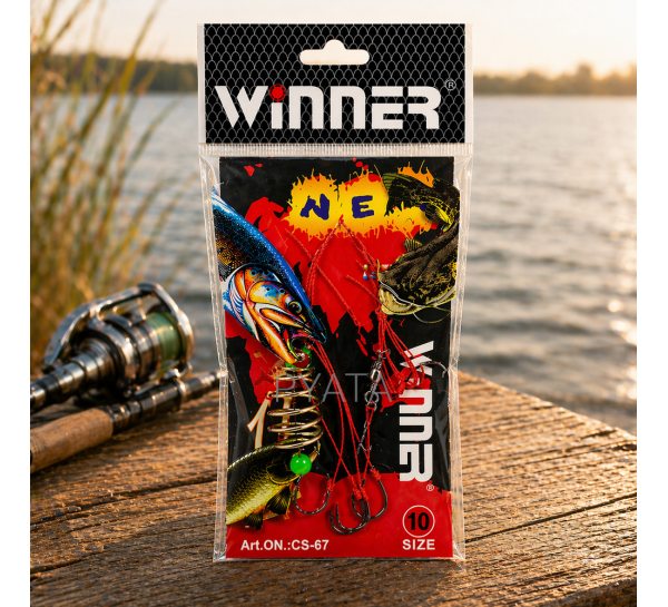 Оснащення Winner на карася CS-67 Size 10 готовий риболовний монтаж з гачками для поплавкової ловлі
