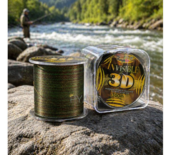 Волосінь коропова Boya BY Invisible 3D 300 м 0.25 мм 13 кг камуфляжна монофільна для риболовлі (988)