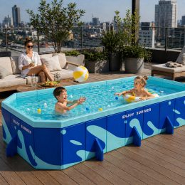 Портативний складаний басейн Pool 318×183×50 см для дітей і всієї родини, прямокутний ПВХ басейн(ARSH/KAR107)