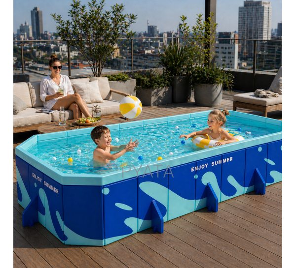 Портативний складаний басейн Pool 318×183×50 см для дітей і всієї родини, прямокутний ПВХ басейн(ARSH/KAR107)