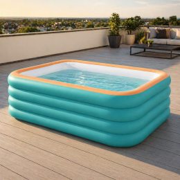 Надувний сімейний басейн Pool 210х145х56 см 613 л ПВХ 0,4 мм з 4 камерами для дачі та двору (ARSH/KAR108)