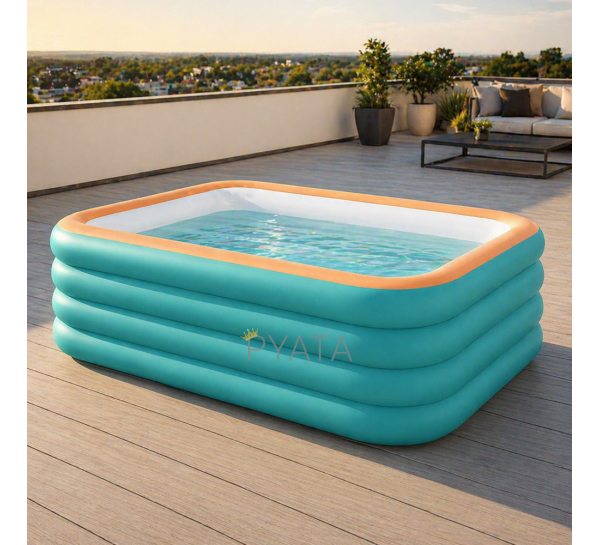 Надувний сімейний басейн Pool 210х145х56 см 613 л ПВХ 0,4 мм з 4 камерами для дачі та двору (ARSH/KAR108)