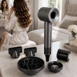 Фен-стайлер HAIR DRYER 5в1 с насадками и ионизацией 1600 Вт для укладки волос, Серый (X05/2870)