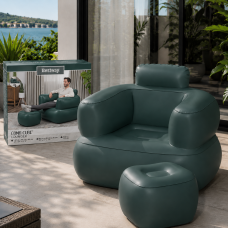 Надувне крісло + пуфик вініл/ПВХ, до 100 кг Bestway 75137 Comfi Cube Lounger 107x99x80 см Зелений (АТ)