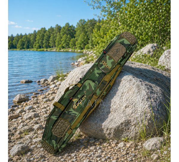 Чохол для вудилищ BoyaBY HL Rod Bag напівжорсткий камуфляжний 2 секції під котушки, 135 см (988)