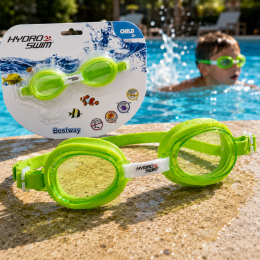 Дитячі окуляри для плавання, полікарбонатні лінзи UV, anti-fog, 3  Bestway Hydro-Swim 21002 розмір S 48–52 см Салатові (AT)