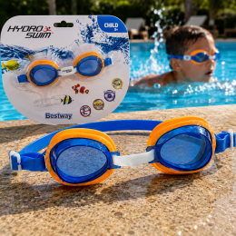 Дитячі окуляри для плавання, полікарбонатні лінзи UV, anti-fog, 3  Bestway Hydro-Swim 21002 розмір S 48–52 см Синій (AT)