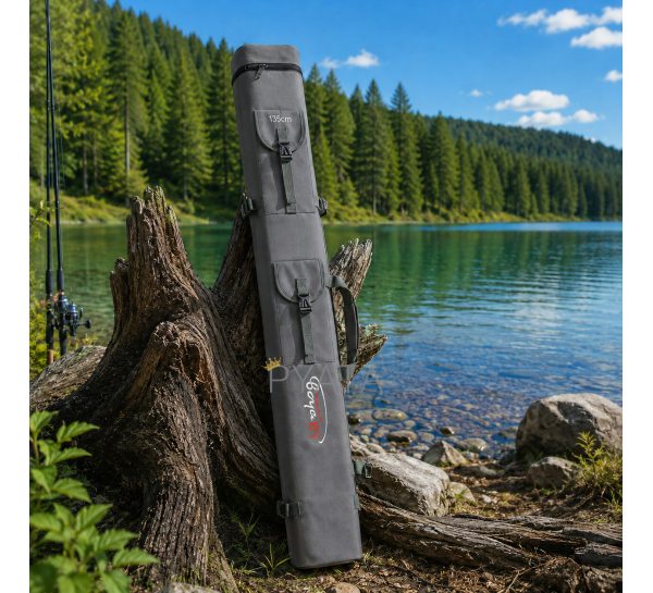 Жесткий чехол-тубус Boya By SP Rod Bag 135 см для удилищ двойной водостойкий Oxford, Серый (988)