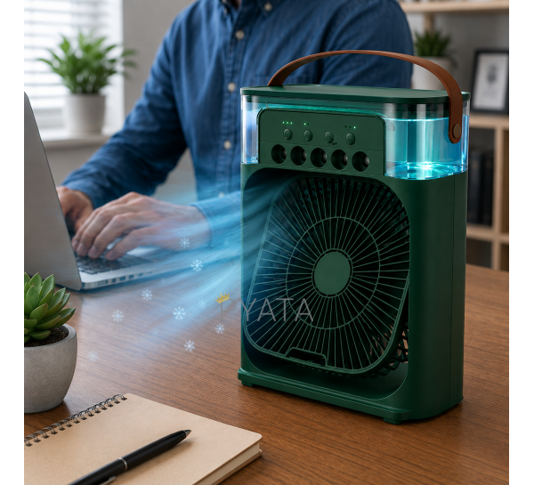 Мощный портативный настольный USB-C кондиционер 3 скорости 500 мл Arctic Air Cooler Fan ICE Зеленый (X26)
