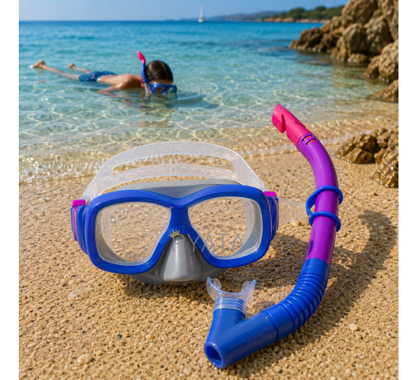 Набір для снорклінгу Bestway 24032 Hydro-Swim/Explora 2в1 — маска для плавання + трубка, дитячий 7+ Синій (AT)
